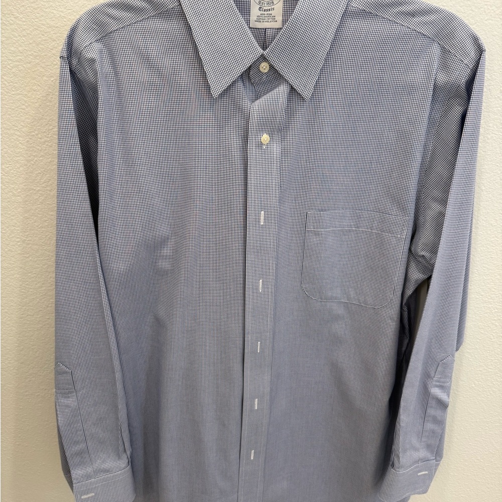 Brooks Brothers Blue Small Checkered L/S Dress Shirt